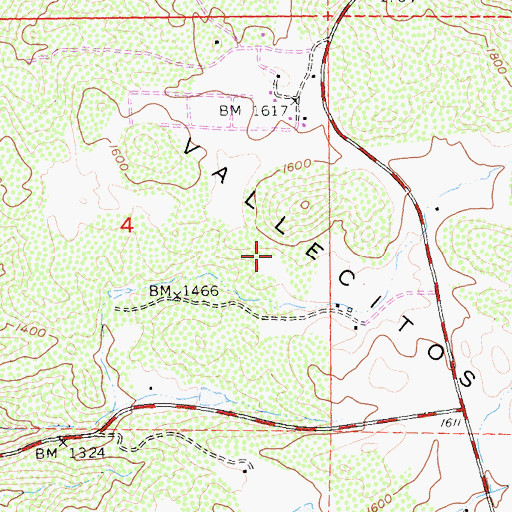 Topographic Map of Vallecitos, CA