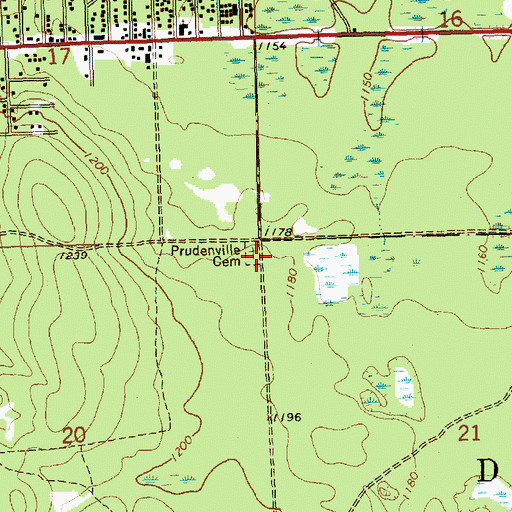 Topographic Map of Prudenville Cemetery, MI