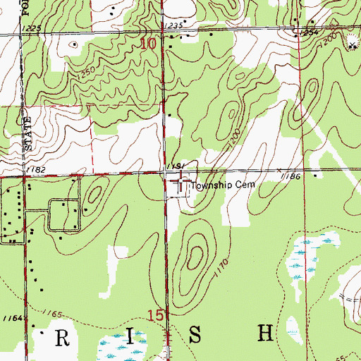 Topographic Map of Gerrish Township Cemetery, MI
