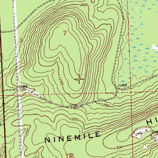 Topographic Map of Nine Mile Hill Rest Area, MI