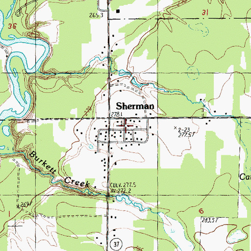Topographic Map of Sherman Post Office (historical), MI