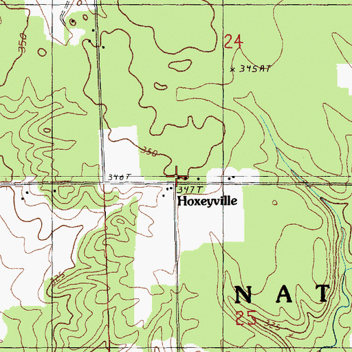 Topographic Map of Hoxeyville Post Office, MI