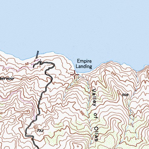 Topographic Map of Valley of Ollas, CA