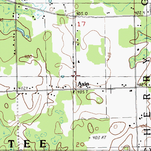 Topographic Map of Axin Post Office (historical), MI