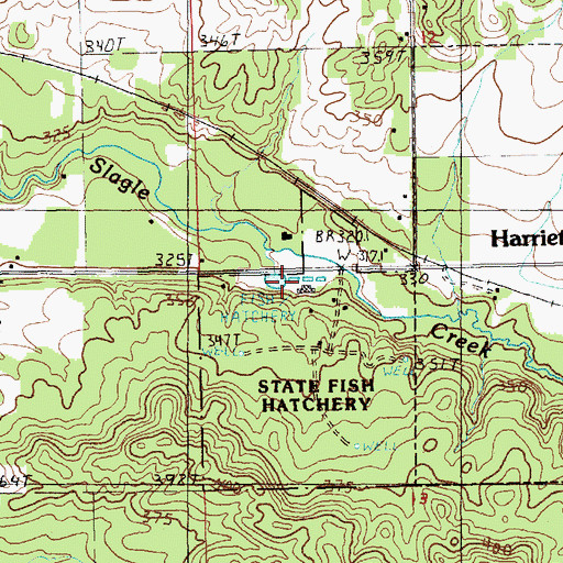 Topographic Map of Harrietta State Fish Hatchery, MI