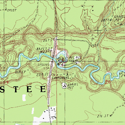 Topographic Map of Peterson Bridge Campground, MI