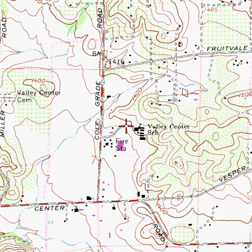 Topographic Map of Valley Center Middle School, CA