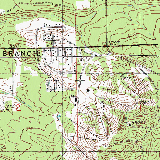Topographic Map of Caberfae Peaks Ski and Golf Resort, MI