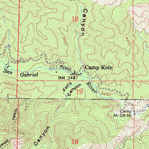 Topographic Map of Valley Forge Canyon, CA