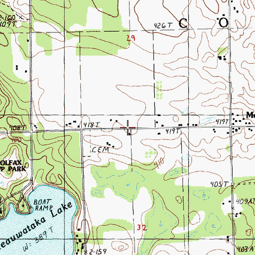 Topographic Map of Meauwataka Free Methodist Church, MI