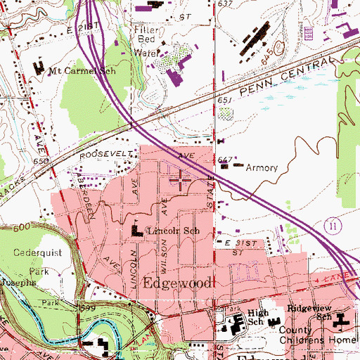 Topographic Map of Oakwood Mobile Home Park, OH