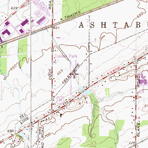 Topographic Map of Mobile Acres, OH