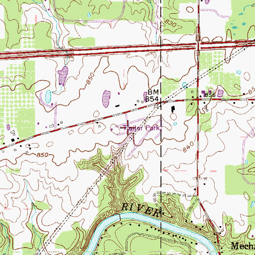 Topographic Map of Whispering Willows Mobile Home Park, OH