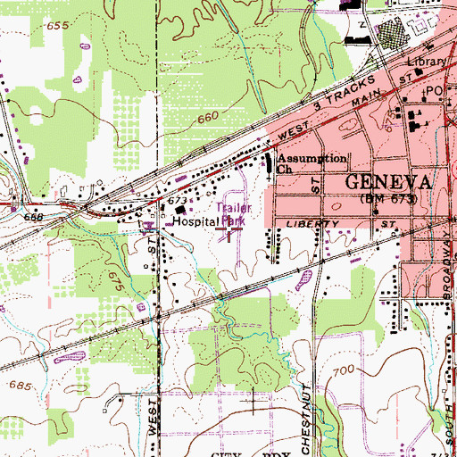 Topographic Map of Normandy Village Mobile Home Park, OH