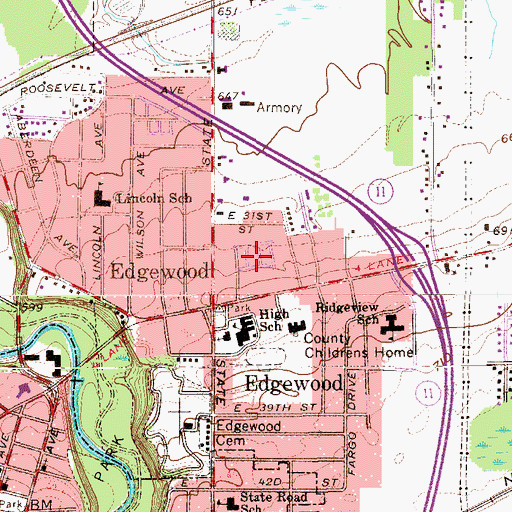 Topographic Map of Edgewood Trailer Park, OH