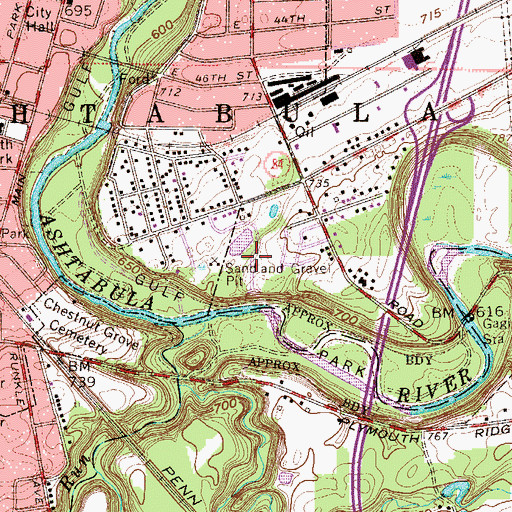 Topographic Map of Parkwood Village, OH