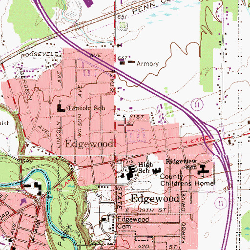 Topographic Map of Keyes Trailer Park, OH