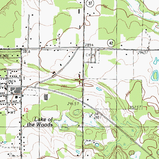 Topographic Map of Springville Township Volunteer Fire Department, MI