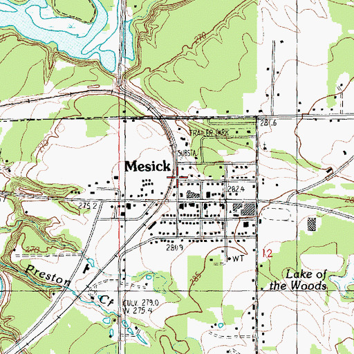 Topographic Map of Mesick Public Library, MI