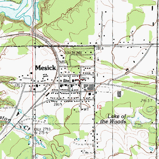 Topographic Map of Mesick Seventh Day Adventist Church, MI