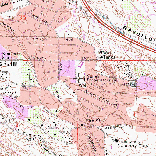 Topographic Map of Valley Preparatory School, CA