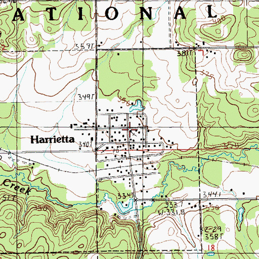 Topographic Map of Harrietta United Methodist Church, MI