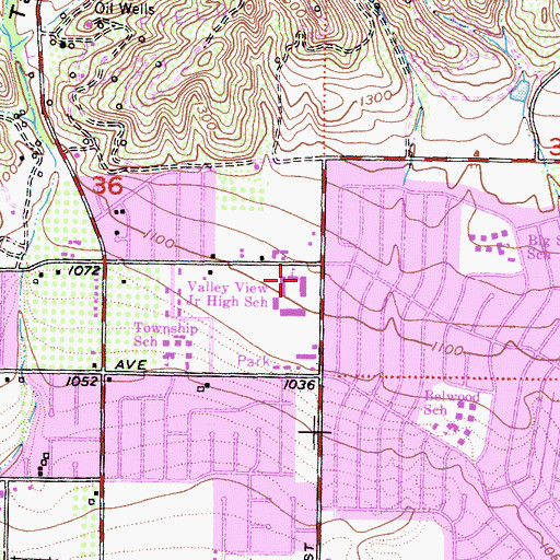 Topographic Map of Valley View Junior High School, CA
