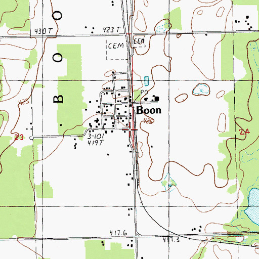 Topographic Map of Boon, MI
