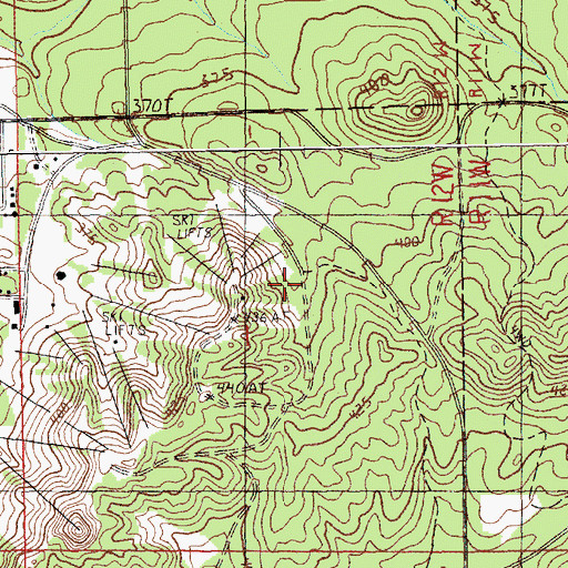 Topographic Map of Caberfae Ski Resort Historical Marker, MI