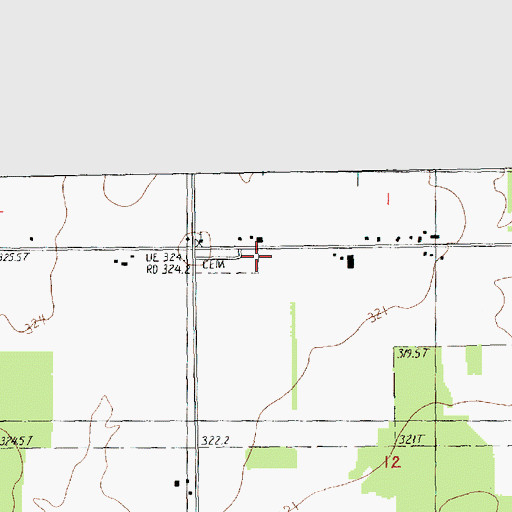 Topographic Map of Cornell Cemetery, MI