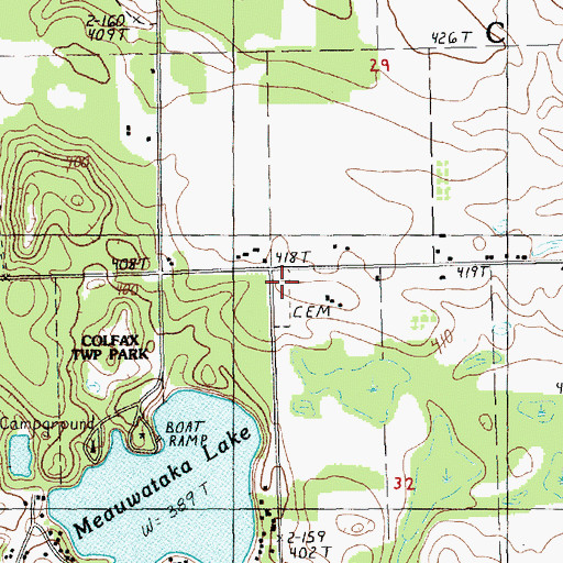 Topographic Map of Meauwataka Cemetery, MI