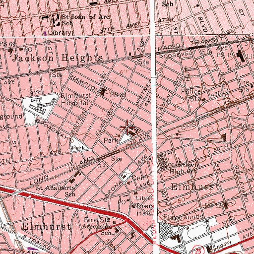 Topographic Map of Elmhurst Baptist Church, NY