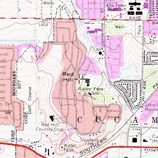Topographic Map of Valley Vista Elementary School, CA