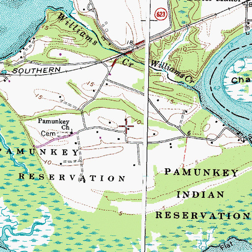 Topographic Map of Pamunkey Indian Museum, VA