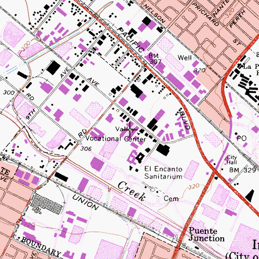 Topographic Map of Valley Vocational Center, CA