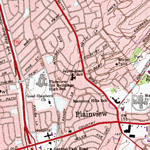 Topographic Map of Hebrew Academy of Nassau Plainview Campus, NY