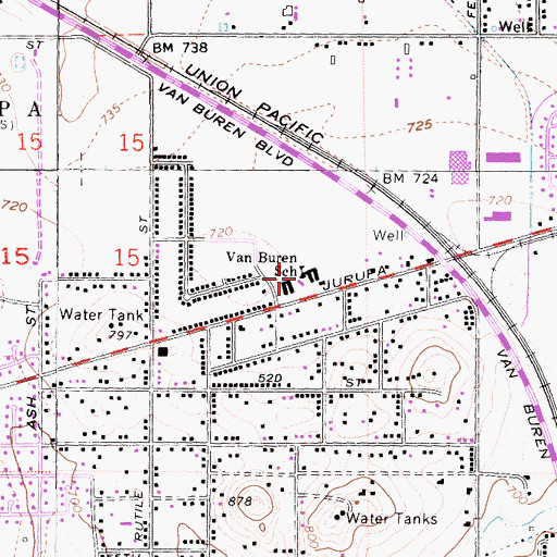 Topographic Map of Van Buren Elementary School, CA