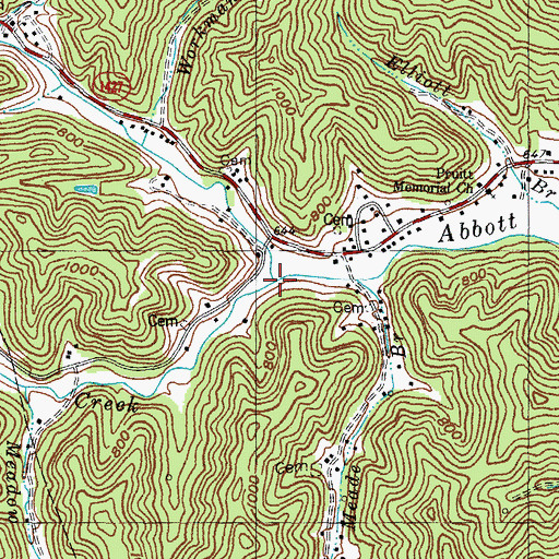 Topographic Map of Little Abbott Creek, KY