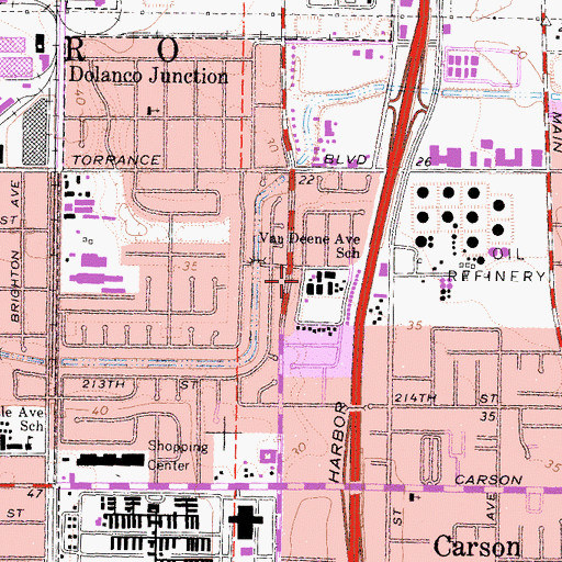 Topographic Map of Van Deene Elementary School, CA