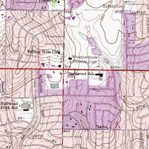 Topographic Map of Trailwoods Shopping Center, KS