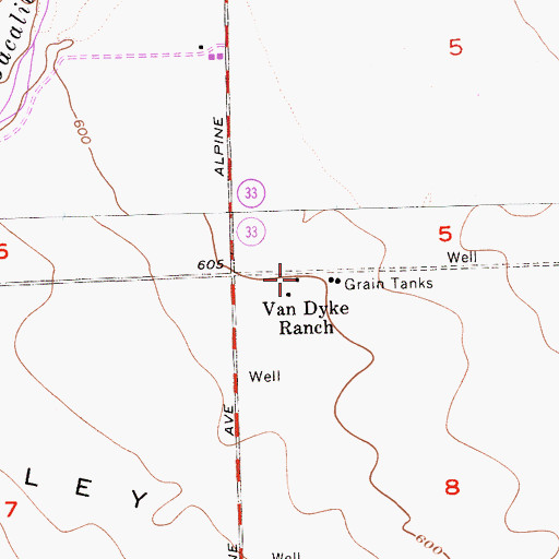 Topographic Map of Van Dyke Ranch, CA