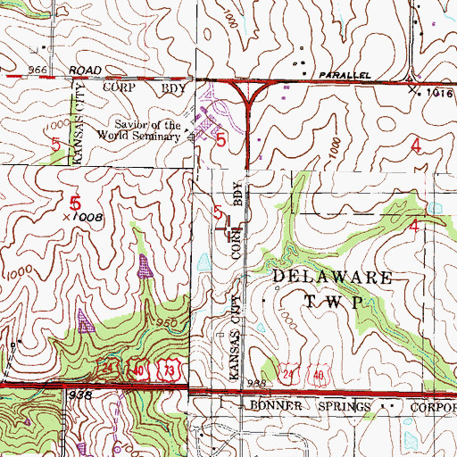 Topographic Map of Delaware Highlands Assisted Living Facility, KS