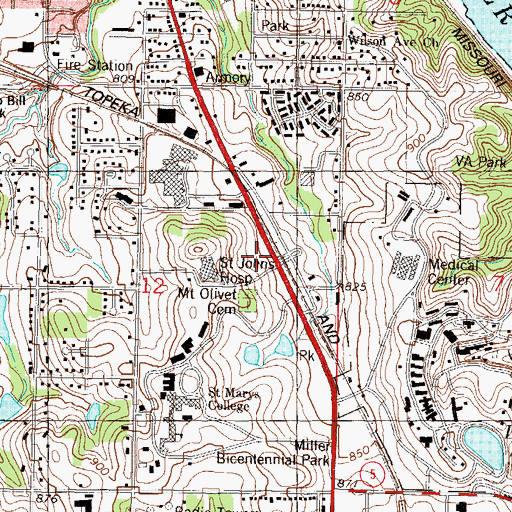 Topographic Map of Saint John Hospital Ambulatory Surgery Center, KS
