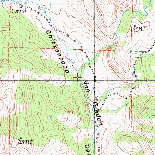 Topographic Map of Van Gordon Creek, CA