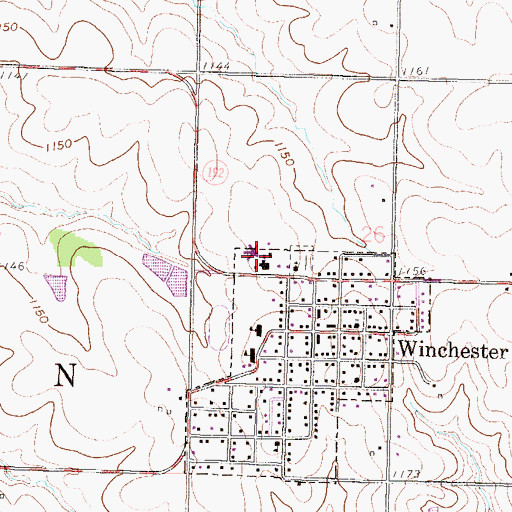 Topographic Map of F W Huston - Jefferson Clinic, KS