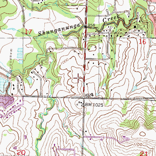 Topographic Map of Wanamaker Woods Church of Nazarene, KS