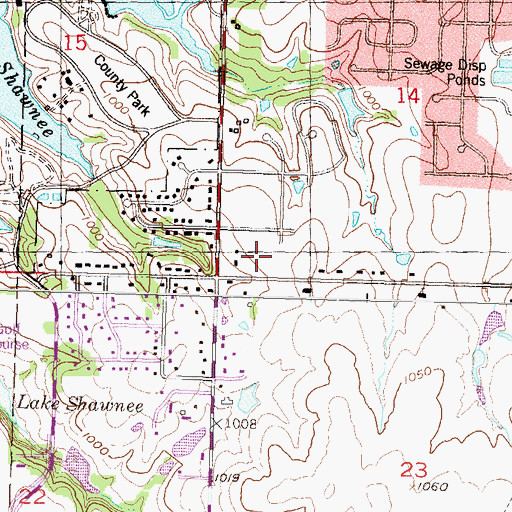 Topographic Map of Walnut View Christian Church, KS