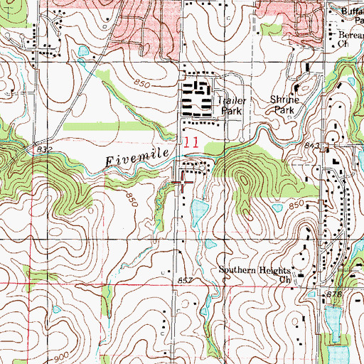 Topographic Map of Church of Christ, KS