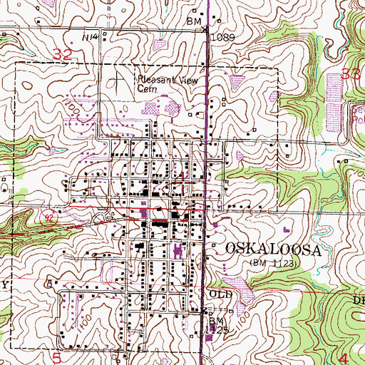 Topographic Map of Oskaloosa Church of Christ, KS
