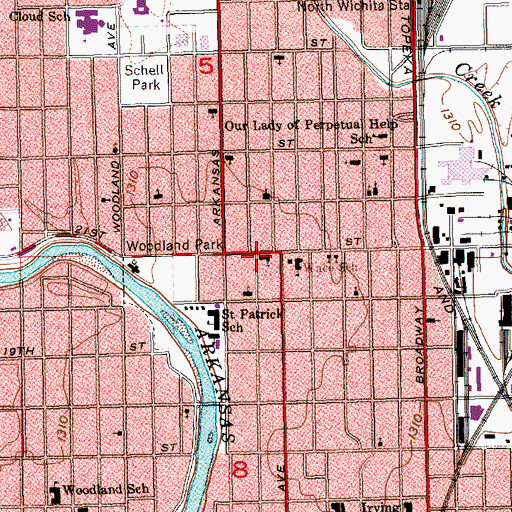 Topographic Map of Wesley United Methodist Church, KS
